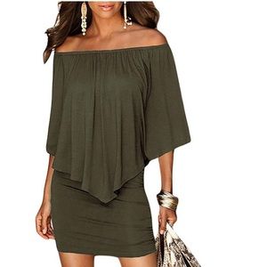 Off Shoulder Ruffles Bodycon Mini Dress